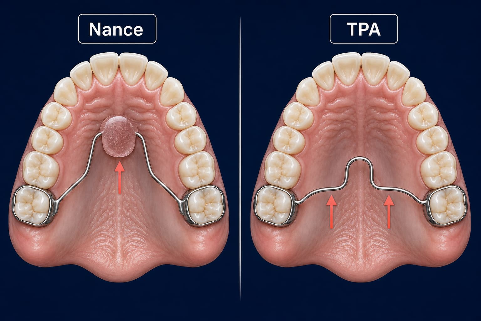 Nance Appliance vs. Transpalatal Arch: Clinical Guide