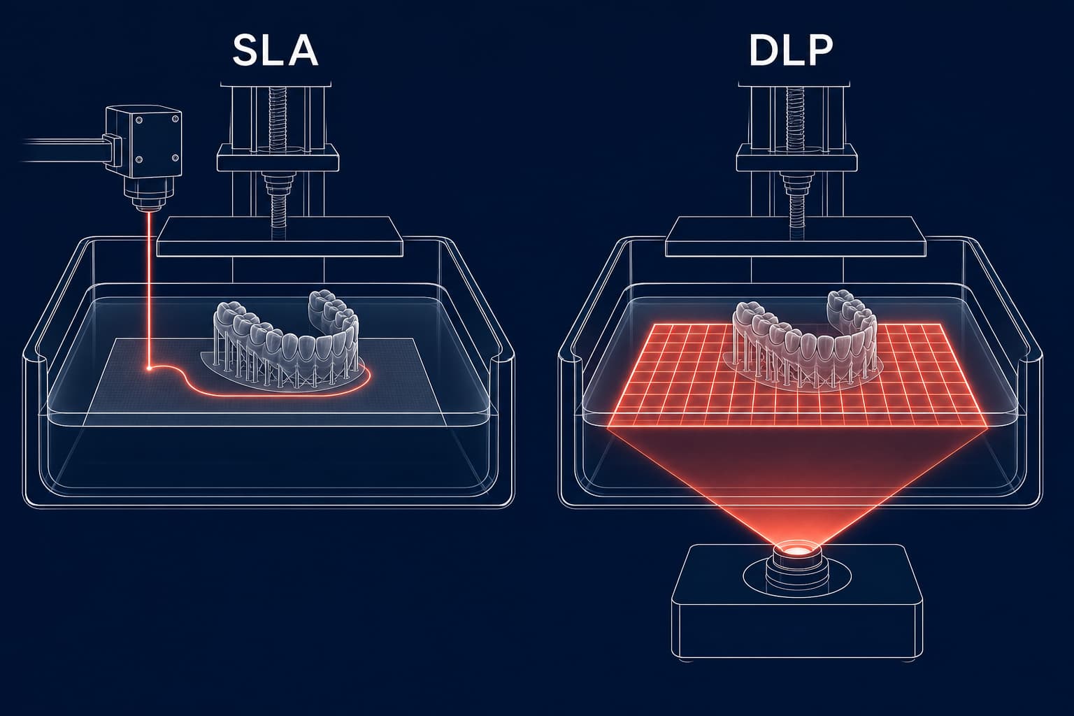 SLA vs. DLP 3D Printing for Orthodontic Labs